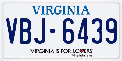 VA license plate VBJ6439