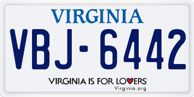 VA license plate VBJ6442