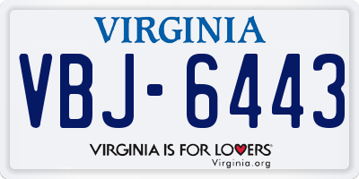 VA license plate VBJ6443