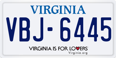 VA license plate VBJ6445