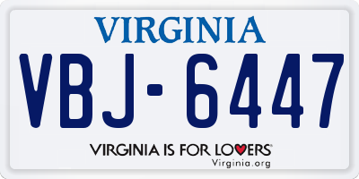 VA license plate VBJ6447