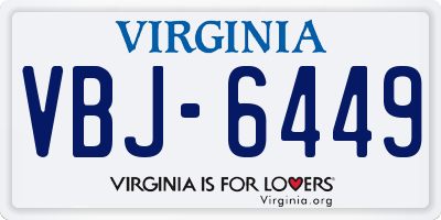 VA license plate VBJ6449