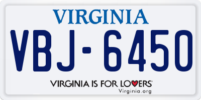 VA license plate VBJ6450