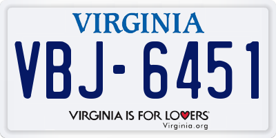 VA license plate VBJ6451