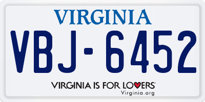 VA license plate VBJ6452