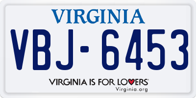 VA license plate VBJ6453