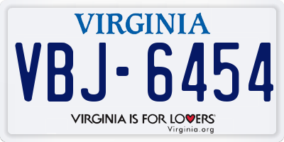 VA license plate VBJ6454
