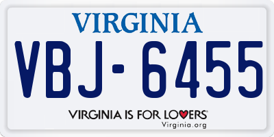 VA license plate VBJ6455