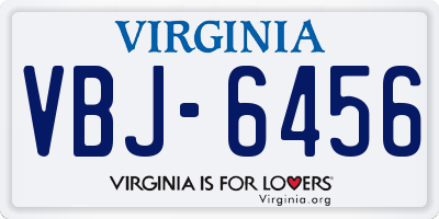 VA license plate VBJ6456