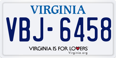 VA license plate VBJ6458