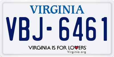 VA license plate VBJ6461
