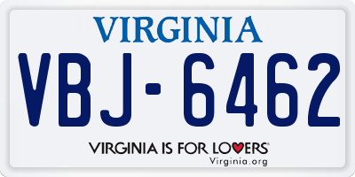 VA license plate VBJ6462