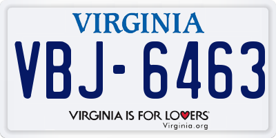VA license plate VBJ6463