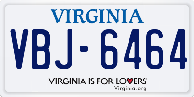 VA license plate VBJ6464