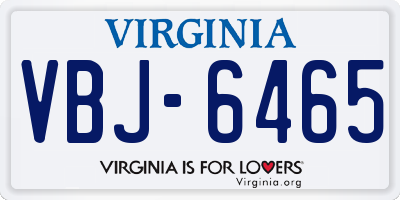 VA license plate VBJ6465