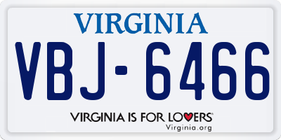 VA license plate VBJ6466