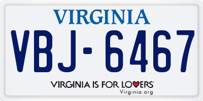 VA license plate VBJ6467