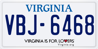 VA license plate VBJ6468
