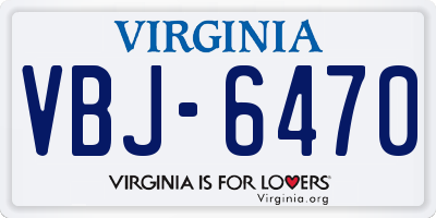 VA license plate VBJ6470