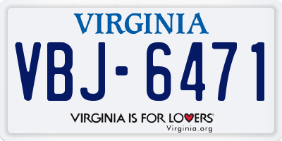 VA license plate VBJ6471