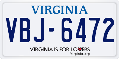 VA license plate VBJ6472