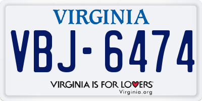 VA license plate VBJ6474