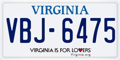 VA license plate VBJ6475