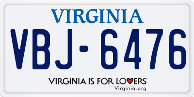 VA license plate VBJ6476