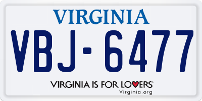 VA license plate VBJ6477