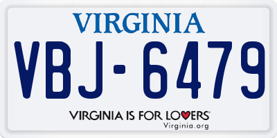 VA license plate VBJ6479
