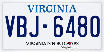 VA license plate VBJ6480