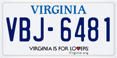 VA license plate VBJ6481