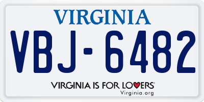 VA license plate VBJ6482