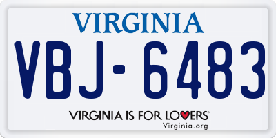 VA license plate VBJ6483