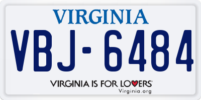 VA license plate VBJ6484