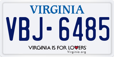 VA license plate VBJ6485