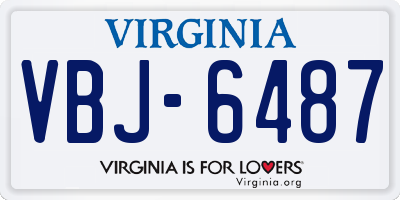 VA license plate VBJ6487