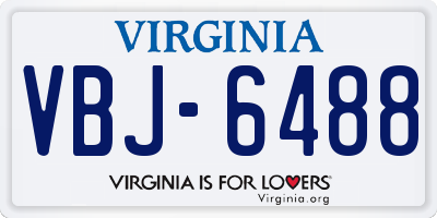 VA license plate VBJ6488