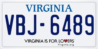 VA license plate VBJ6489