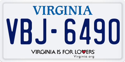 VA license plate VBJ6490