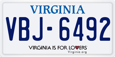 VA license plate VBJ6492