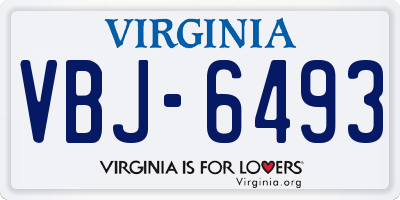 VA license plate VBJ6493