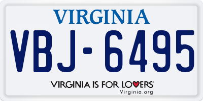 VA license plate VBJ6495