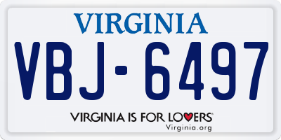 VA license plate VBJ6497