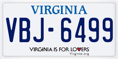VA license plate VBJ6499