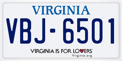 VA license plate VBJ6501