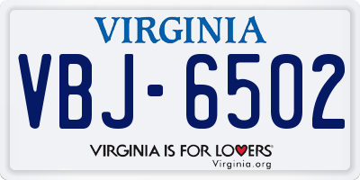 VA license plate VBJ6502