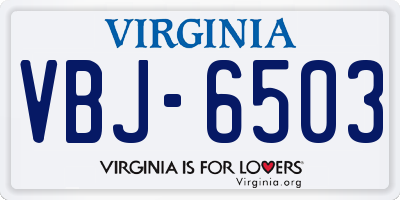 VA license plate VBJ6503