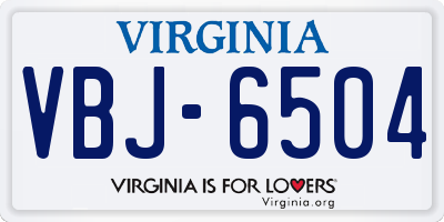 VA license plate VBJ6504