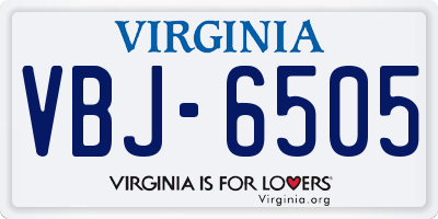 VA license plate VBJ6505
